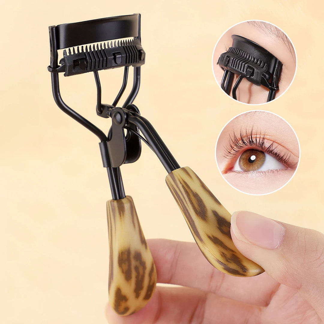1PC portable eyelash curler, stainless steel leopard print handle eyelash curler, eyelash curling tool