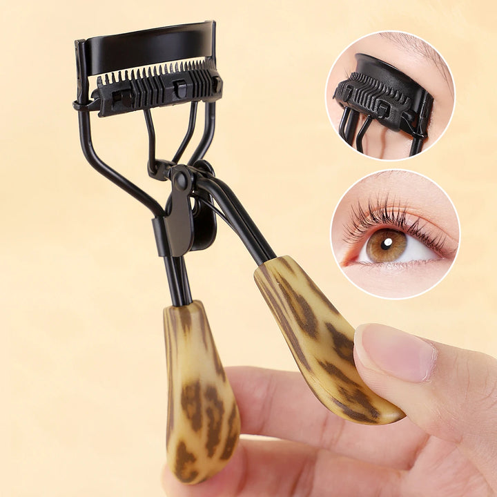 1PC portable eyelash curler, stainless steel leopard print handle eyelash curler, eyelash curling tool