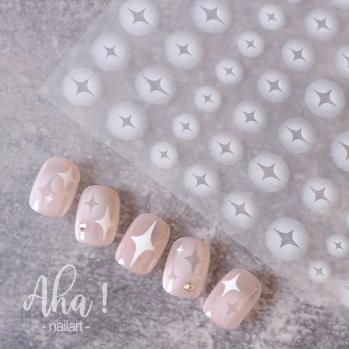 3D Nail Art Stickers  Translucence Moon/Star/Cloud Ultra-thin Nail Decals 3d Self-Adhesive White Cloud Moon Star Kawaii Sliders