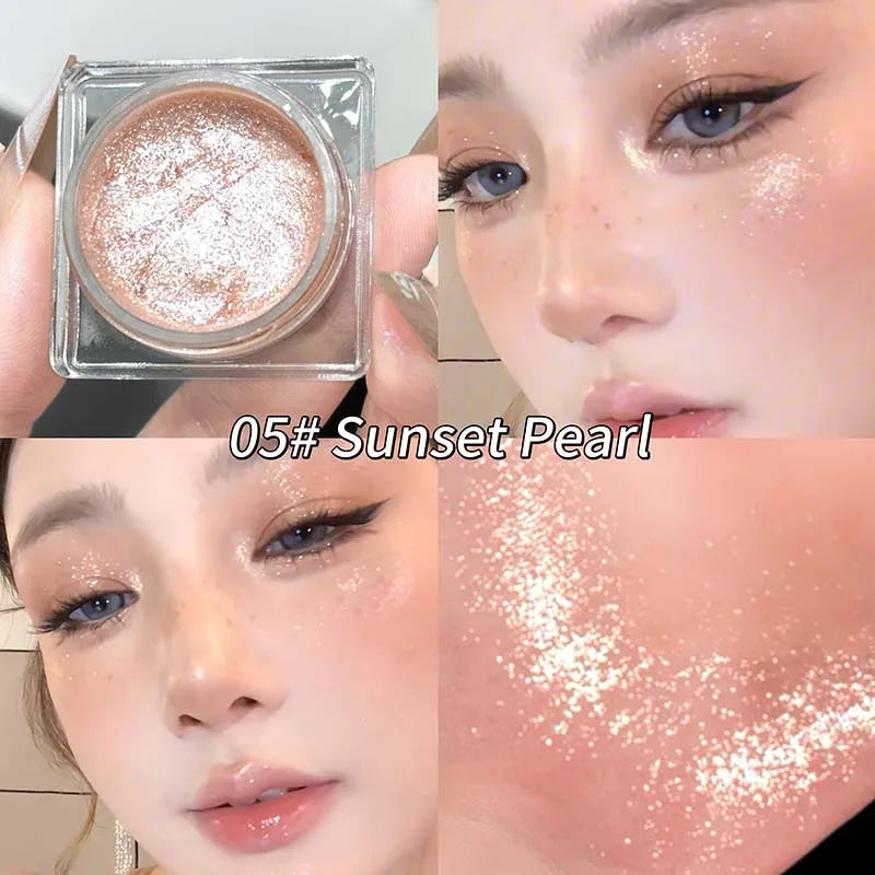 Liquid Gel Eyeshadow Pearl Glitter Body Highlighter Monochrome Diamond Shimmer Silkworm Brighten Highgloss Sequins Quick Drying