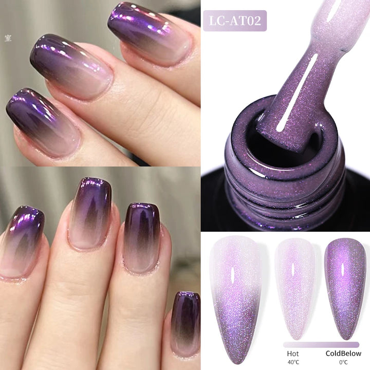 LILYCUTE 7ML Auroras Thermal Gel Nail Polish Nude Dark Purple Glitter Gradient Temperature Color Changing Nail Art Gel Varnishes