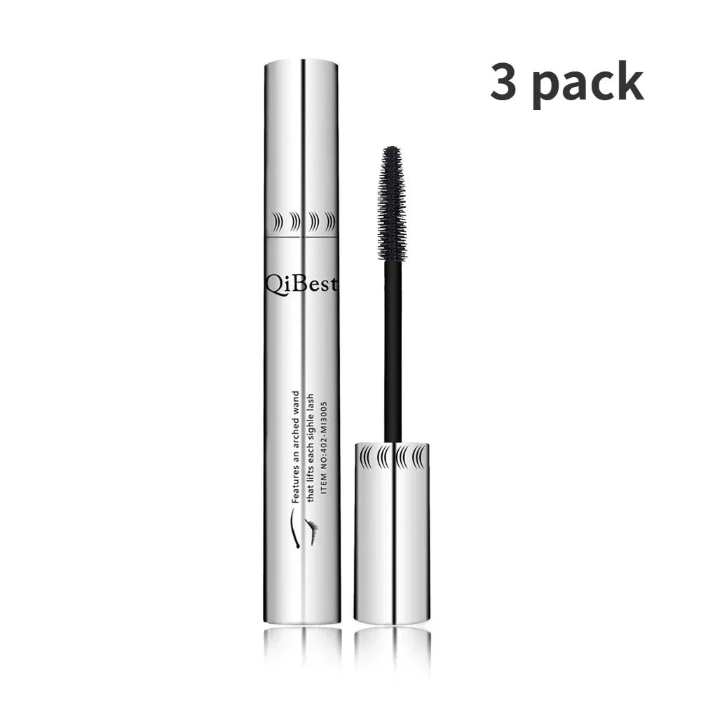 Qibest Silver Tube Mascara Waterproof Long & Curling Black Eyelashes Easy Removal No Dizziness Everlastingly Lasting