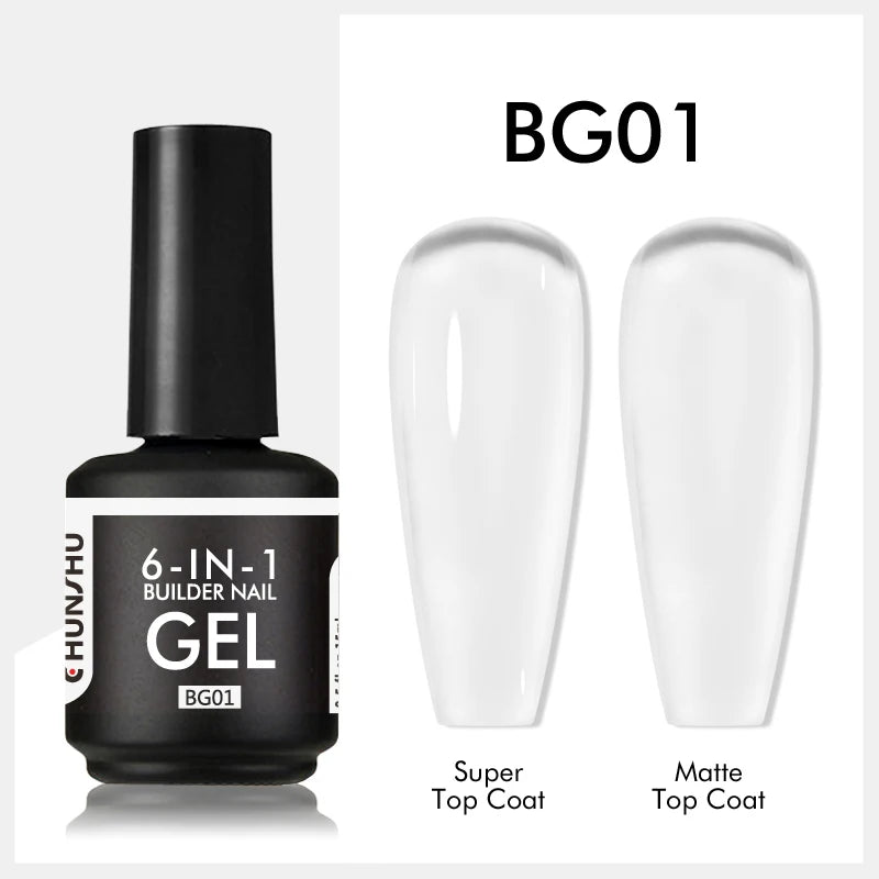 CHUNSHU 6 IN 1 Extension UV Gel Polish In A bottle Builder Nail Gel Rubber Base Coat Semi Permanent Nails Art Self-leveling 15ML