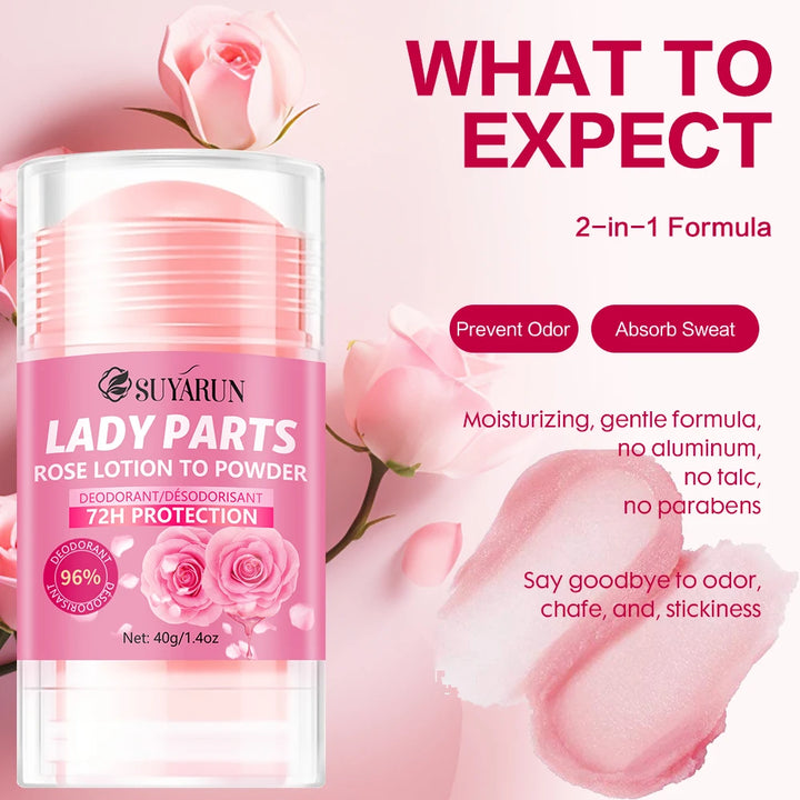 SUYARUN Women's Rose Deodorant Stick Natural Odor Control for Hands Feet Armpits - Long-Lasting Freshness Anti-Perspirant.