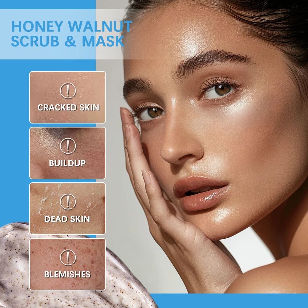 Facial Scrub & Face Exfoliator Mask Skin CareMoisturizing brightening Nourishing Cleansing Honey Walnut Facial Exfoliants Mask