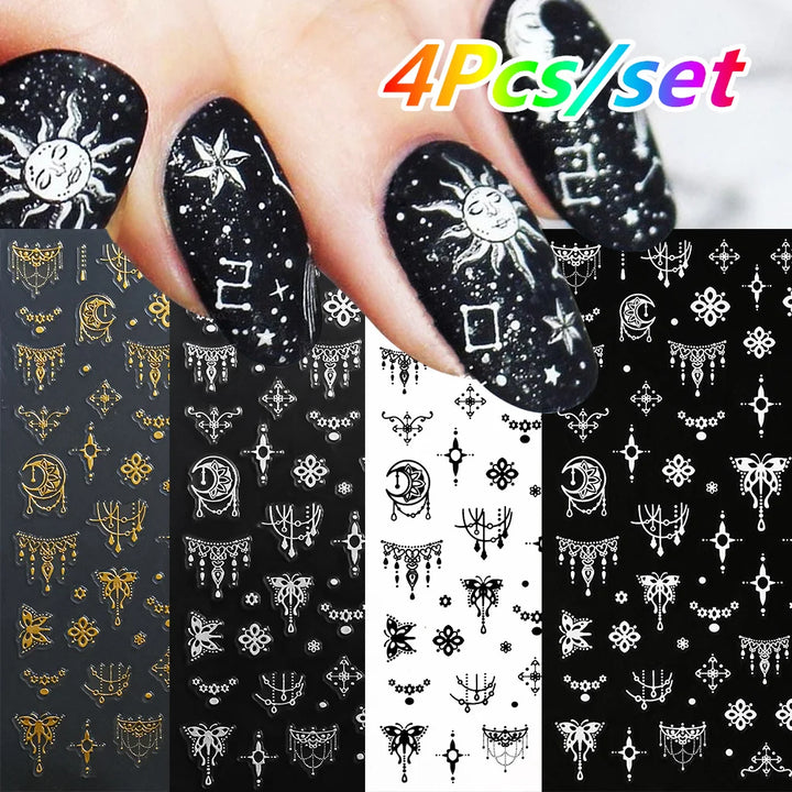 4/6Sheet/Kit Holographic Rainbow Love Heart Nail Sticker 3D Laser Heart Nail Decal Self-Adhesive Love Heart Manicure Slider &*&