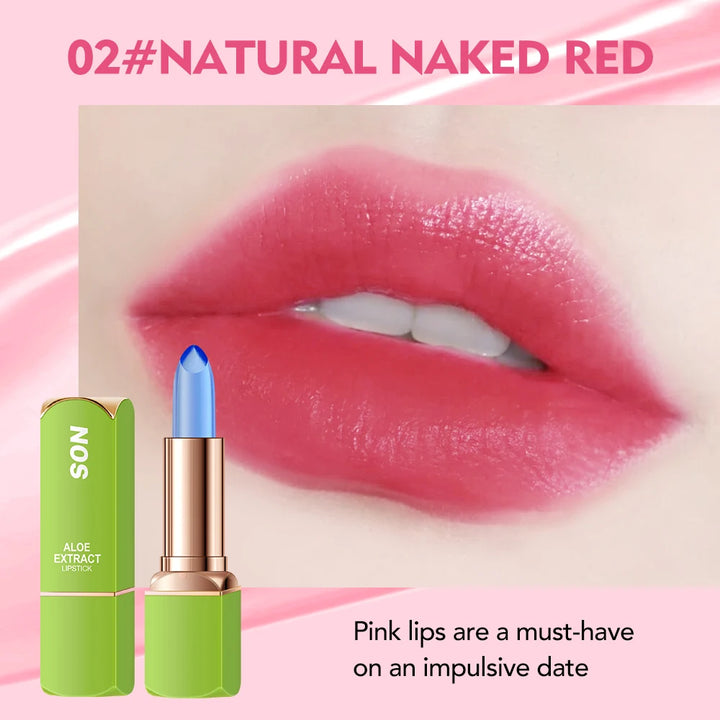 Aloe Vera Color Changing Lipstick – Moisturizing PH Reactive Lip Balm, Transfer-Resistant Long-Lasting Lip Color, Natural Flush