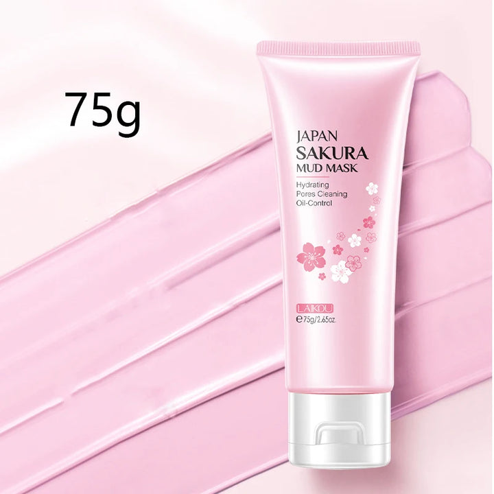 LAIKOU Japan Sakura Clay Mask Deep Cleansing Skin Mud Korean Face Mask Oil Control Shrink Pores Skin Care 80g