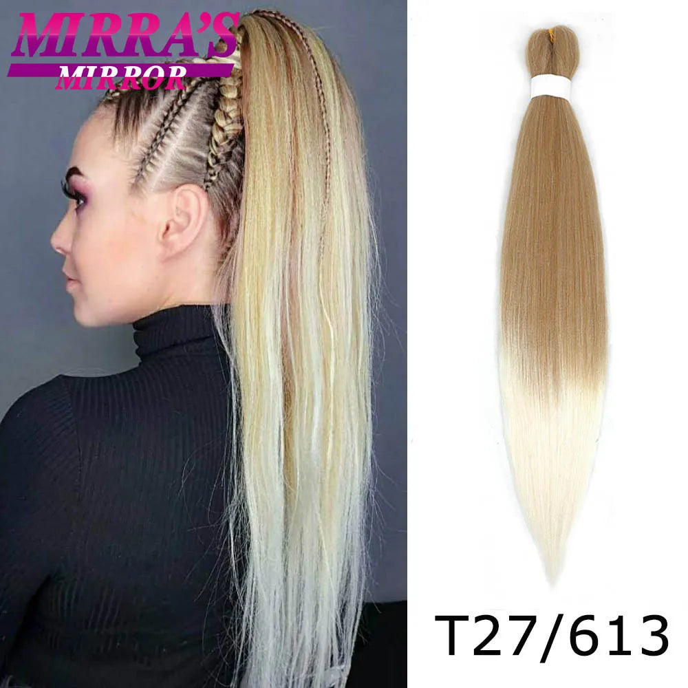 Pre Stretched Braiding Hair Ombre Jumbo Braids Hair Extensions YAKI Straight Synthetic Braid 1/3/6/8/10 Pcs Bulk Mirra's Mirror