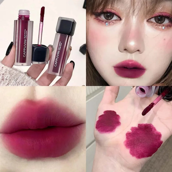 Punk Black Gothic Lip Gloss Matte Dark Brown Lipstick Nude Lip Tint Waterproof Velvet Liquid Lipstick Lip Satin Korean Cosmetics