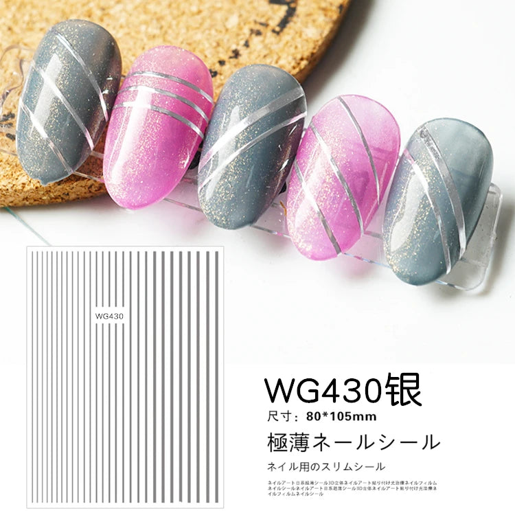 Nail Art Stickers Water Decals Eyes Stripe Nail Art Decorations for Manicure Accessories Press on Nails Foil Stickers and Decals