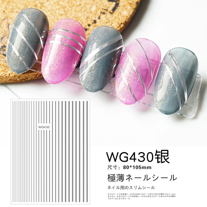 Nail Art Stickers Water Decals Eyes Stripe Nail Art Decorations for Manicure Accessories Press on Nails Foil Stickers and Decals