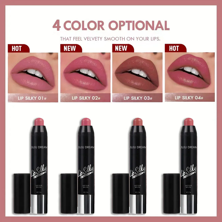 Matte 4-Color Lipstick Pen, Waterproof Long-Lasting, Easy Apply, Non-Fading, Multi-Look Lip Makeup, Unisex, Safe & Certified