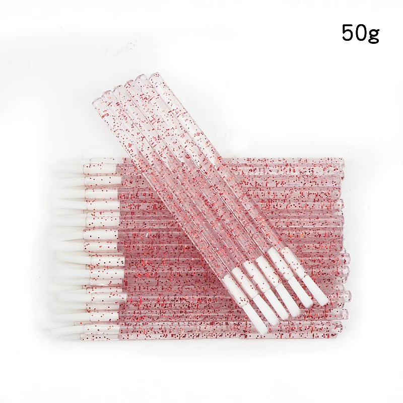 50pcs Disposable Nylon Lip Glossy Brush Lipstick Gloss Wands Applicator Eyeshadow Eyebrow Makeup Brushes Cosmetic Beauty Tools