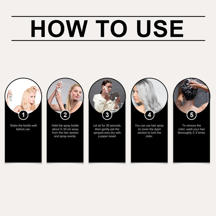 Silver Grey Temporary Hair Color Spray for Covering Grey Hair Instantly Non-Damaging Nourishing Formula Fashion Look Men Women