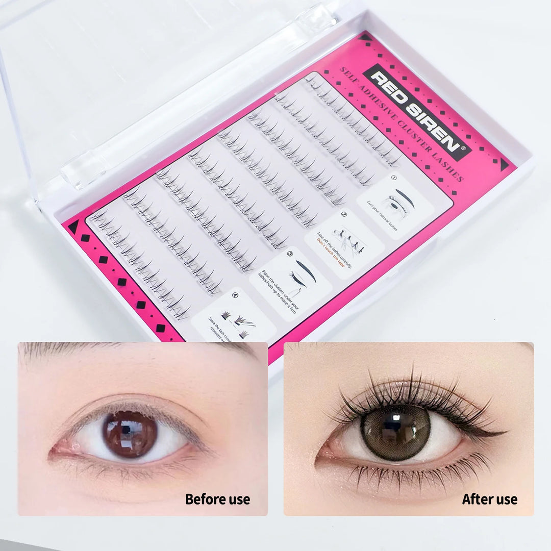 Self Adhesive Bottom Lashes No Glue Needed Reusable Under Eyelash Korean / Makeup DIY Individual Manga Lash Clusters