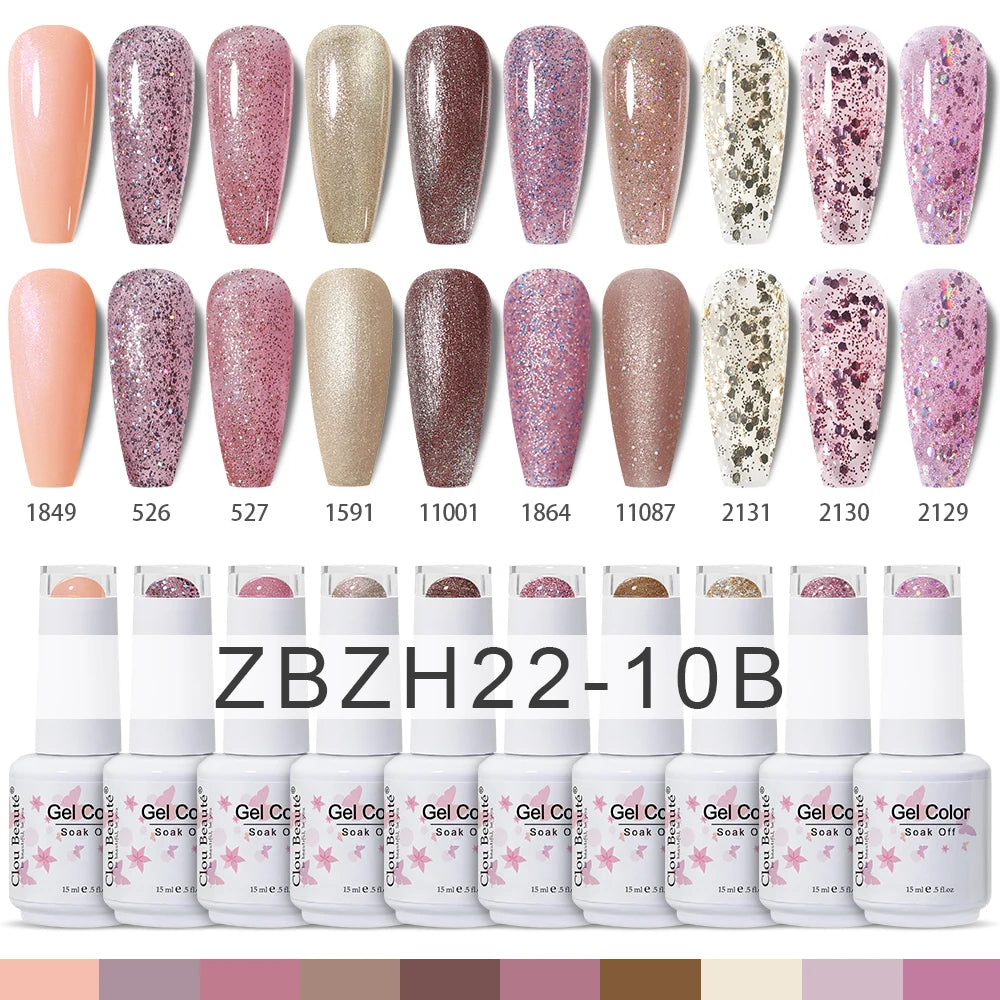 Clou Beaute 10/12/20/24pcs Gel Nail Polish Set Color 15ml White Glass Bottle Nail Art Kit Semi Permanent Gellack Nail Varnish