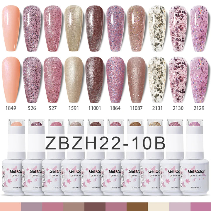 Clou Beaute 10/12/20/24pcs Gel Nail Polish Set Color 15ml White Glass Bottle Nail Art Kit Semi Permanent Gellack Nail Varnish