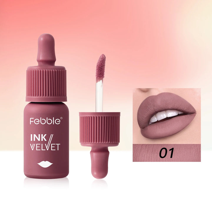 Febble 12 Color Ink Lip Gloss Matte Nude Velvet Liquid Lipstick Multifunctional Long-lasting Lip Cosmetics for Women & Girls
