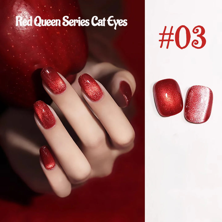 12ML 1-21PCS Autumn Nails Red through half the Sky Cat Eye Nail Glue Halloween New Whitening Glass Bead Cat Eye Nail Polish