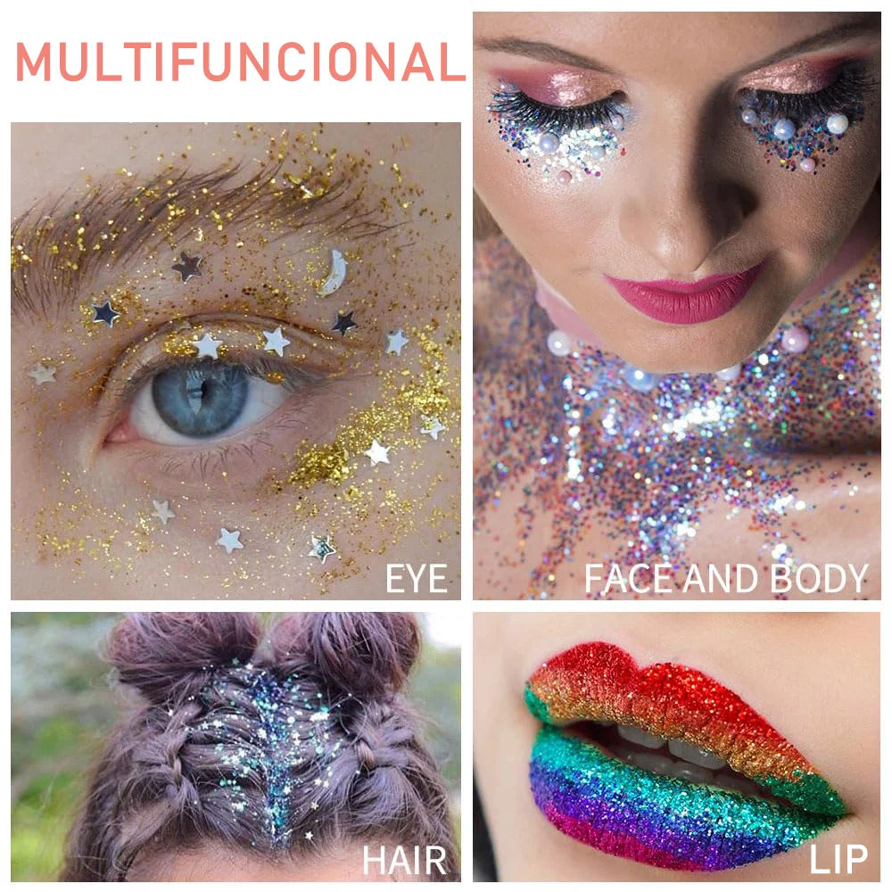 40 Colors Glitter Palette Face Glitter for Women Sparkling Eye Hair Body Paint Glitter Gel for Halloween Christmas