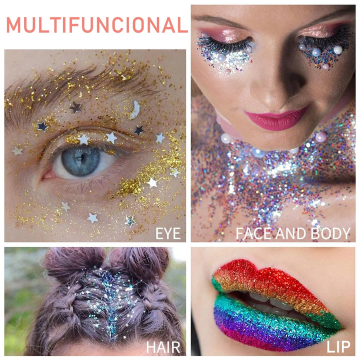 40 Colors Glitter Palette Face Glitter for Women Sparkling Eye Hair Body Paint Glitter Gel for Halloween Christmas