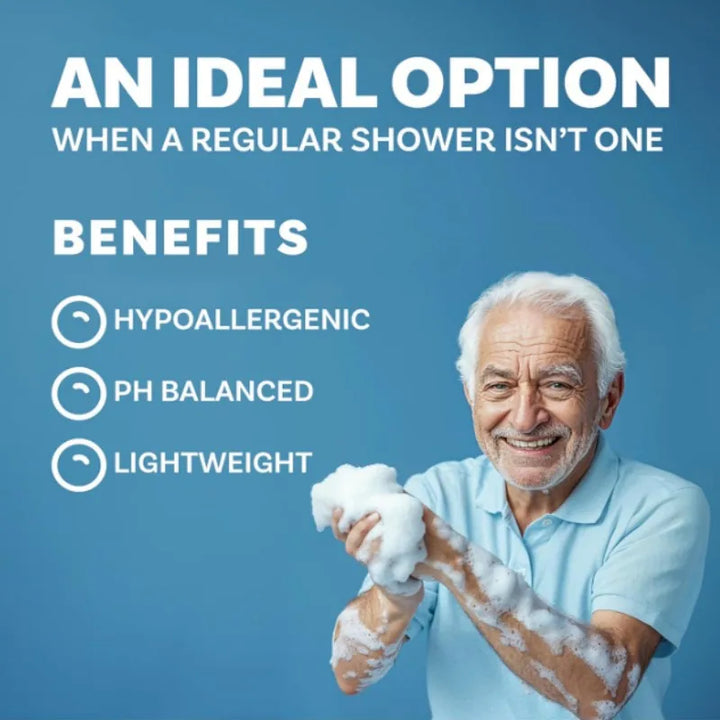 25pcs Disposable Rinse Free Bathing Wipes, Shower Wipes, Foaming Towels Simply Dampen Lather and Dry for GYM and Camping