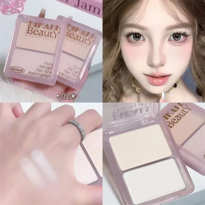 Two-tone Highlight Shading Powder Contour Palette Natural Matte Brighten Skin Blusher Bronzers Shaping Face Nose Shadow Makeup