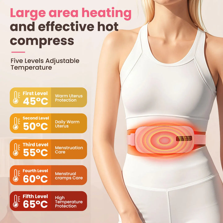 Menstrual Heating Pad Electric Cordless Abdominal Warmer Belt Vibration Massage Portable Period Care For Women Home Office