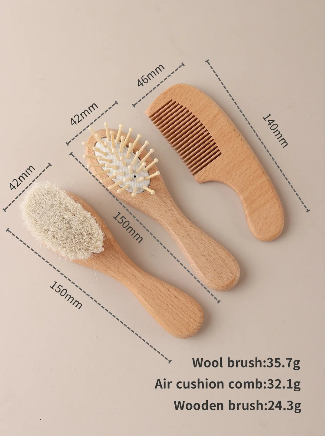 Engraved Panda Baby Hair Brush  Natural Wool Wooden Comb Air Cushion Brush Newborn Baby Shower Gift