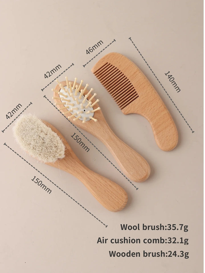 Engraved Panda Baby Hair Brush  Natural Wool Wooden Comb Air Cushion Brush Newborn Baby Shower Gift
