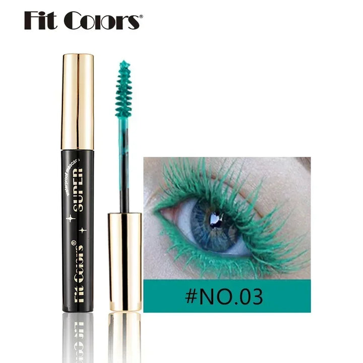 Color Mascara 14 Thick Curl Waterproof Non-smudding Natural Long Lasting Blue White Green Pink Black  Eye Makeup
