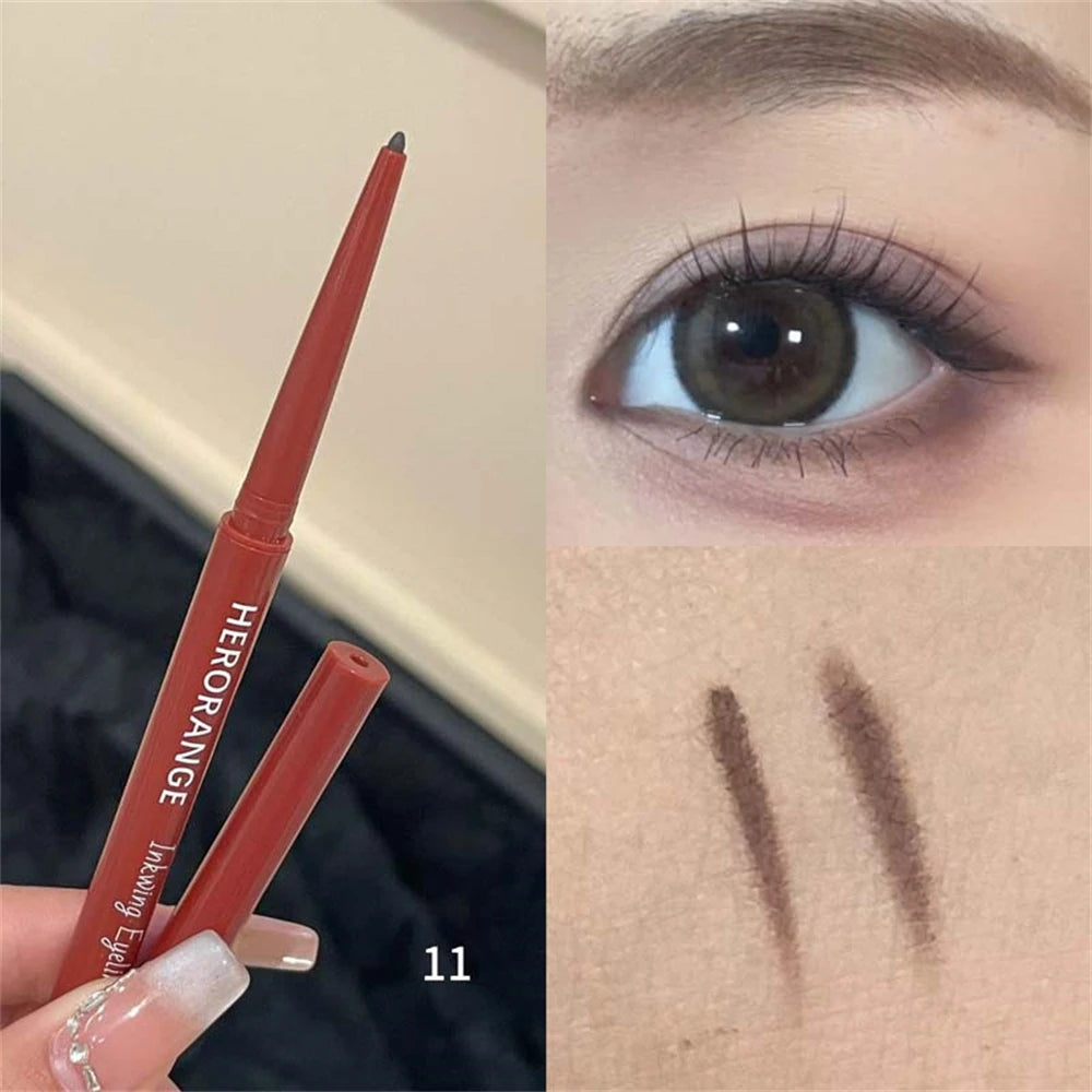 12 Colors Eyeliner Pencil Waterproof Long-lasting Orange Black Brown Easy Wearing Eyeshadow Contour Stick Lying silkworm Makeup