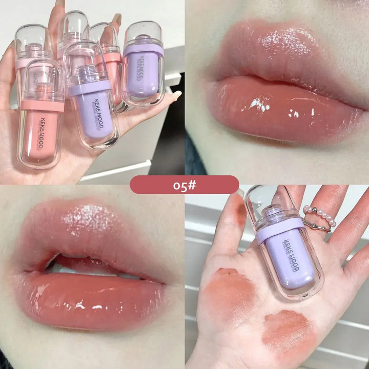 Crystal Glossy Lip Glaze Jelly Mirror Water Lip Gloss Lasting Moisturizing Sexy Lips Tint Korean Lip Glaze Girl Beauty Cosmetics
