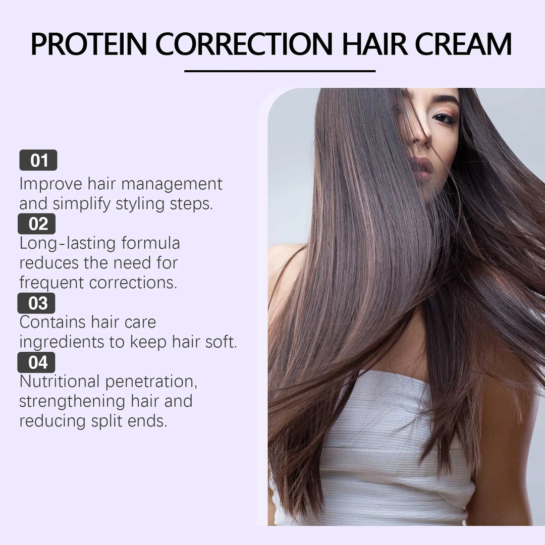 Protein Hair Straightening Cream Repair Dry Frizz Damage Leave-In Treatment Healing Color Protection Deep Conditioning Hair Mask