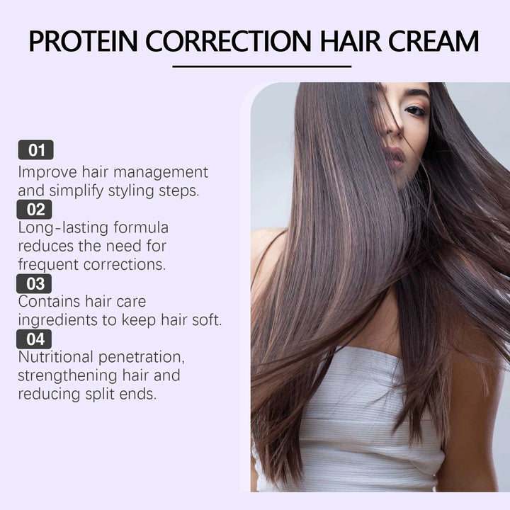 Protein Hair Straightening Cream Repair Dry Frizz Damage Leave-In Treatment Healing Color Protection Deep Conditioning Hair Mask