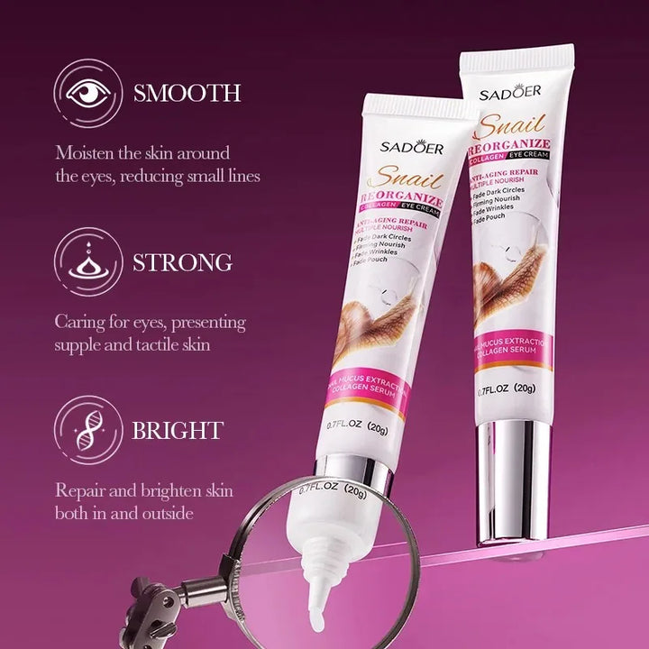 Saoder Snail Collagen Eye Cream Anti Dark Circles Remove Eye Bags Moisturizing Firming Beauty Eyes Skin Care Products