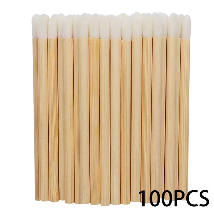 50/100pcs Lip Brushes Bamboo Handle Lip Brushes Lipstick Gloss Wands Applicator Makeup Tool For Eyelashes Extension Accessories