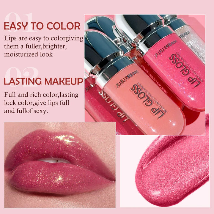 Long-Lasting Water-Gloss Plump Lip Gloss Capsule - Moisturizing & Hydrating Shine Mirror Transparent Pinkish-Shimmer  Lip Glaze