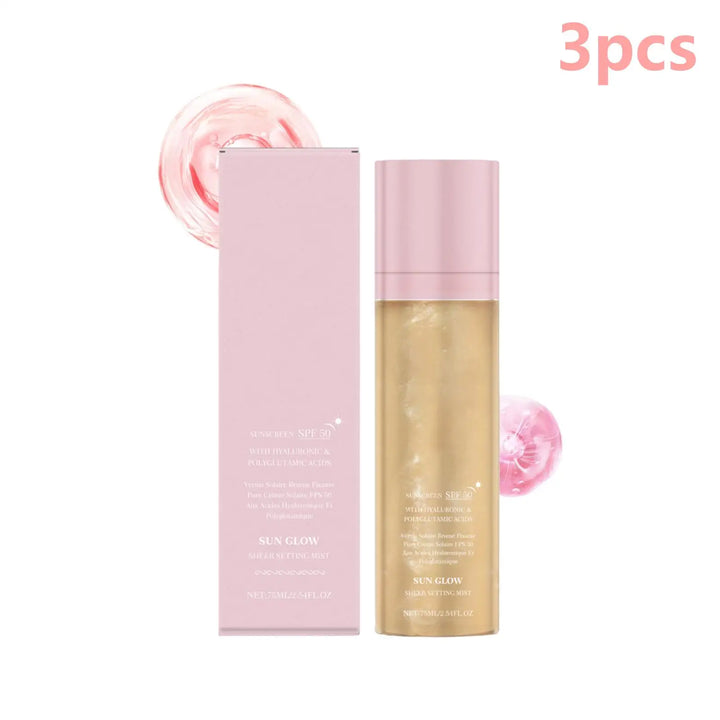 Setting Spray for Makeup Waterproof Sunscreen Spf 50 Glow Skin Moisturizing Hyaluronic Acid Deep Hydration Face Mist Spray 75ml