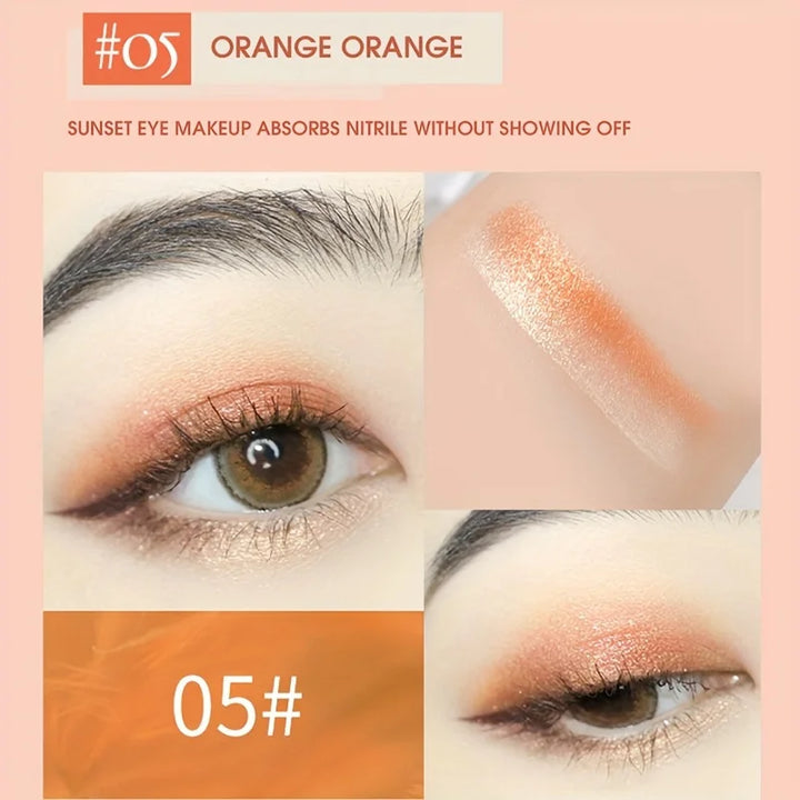 2-in-1 Highlight Glitters Eyeshadow Stick Double-ended 2-color Glitters Pearlescent Earth Brown Tone Not Smudged Eye Makeup