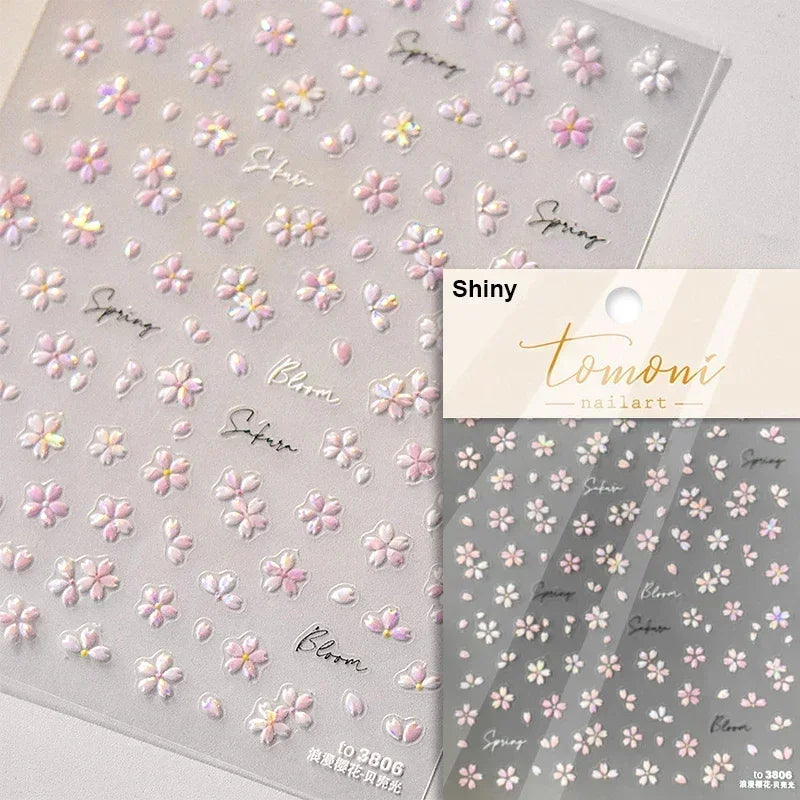 Hipster Pure White Flowers Rose Spring Lily Peony Camellia Daisy Jelly Cherry Blossom Magnolia Nail Art Stickers Manicure Decals