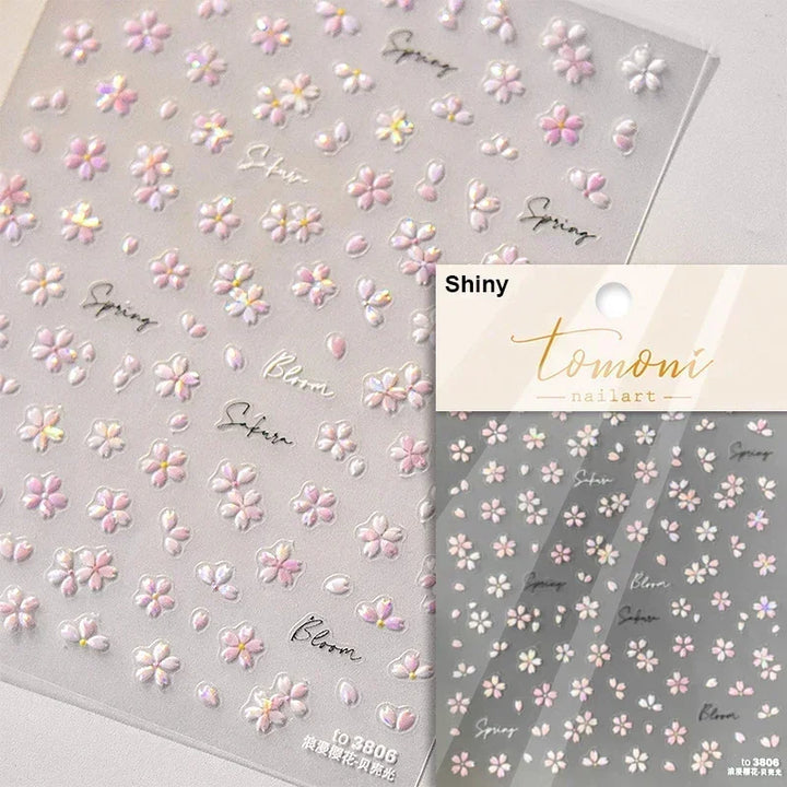 Hipster Pure White Flowers Rose Spring Lily Peony Camellia Daisy Jelly Cherry Blossom Magnolia Nail Art Stickers Manicure Decals