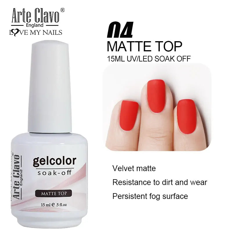Arte Clavo Solid Color Gel Nail Polish 15ml Soak Off UV LED Gel Semi-Permanent Glitter Polish For Manicure Nail Art Salon Gel