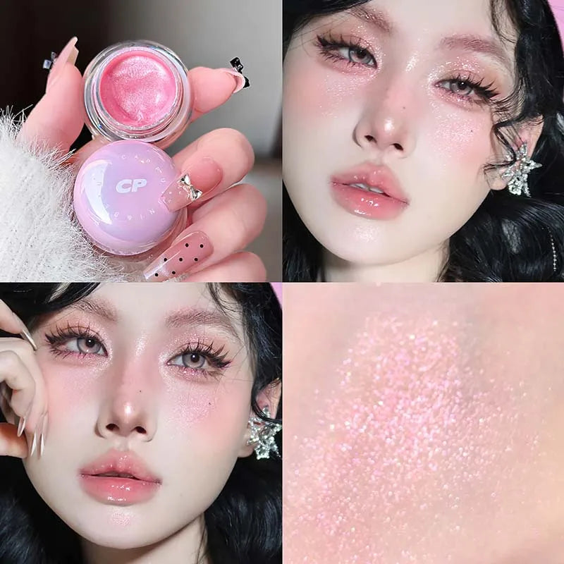 Cappuvini Radiant Highlighter Cream Gel with Fine Shimmer Pearlescent Finish High Gloss Paste for Brightening Face Makeup