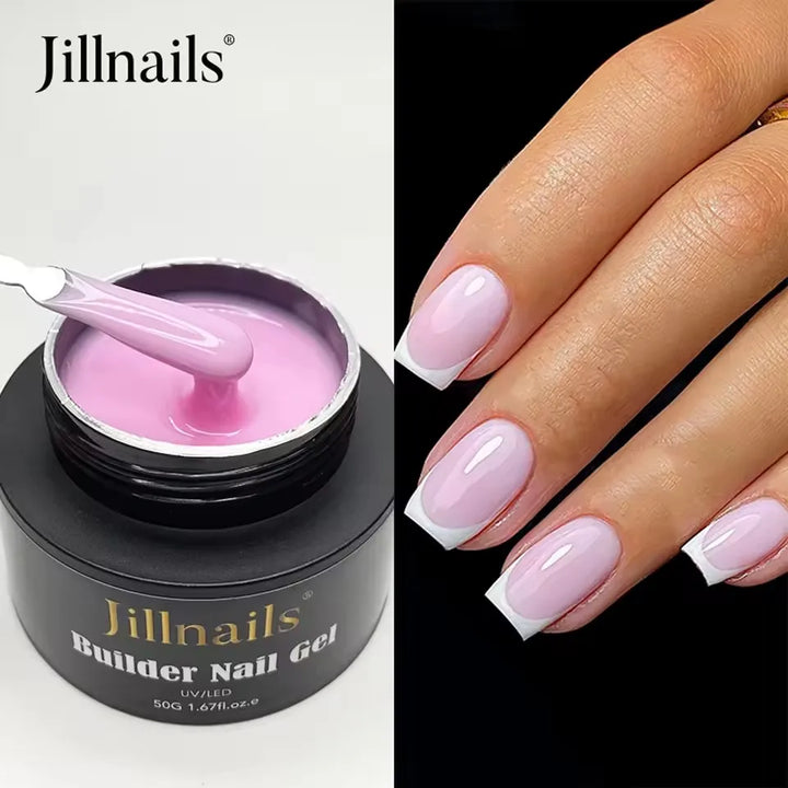 Jillnails 50g Self Leveling Medium Gel 50ml Milky Pink  White Gel Builder for Nails Extension Nail Building