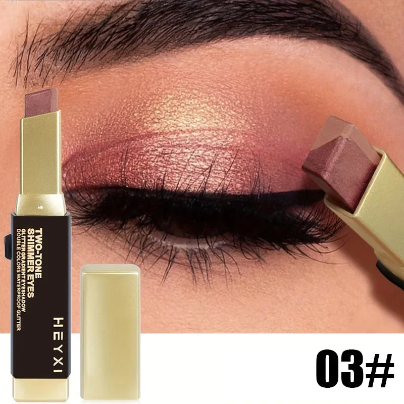 Double Color Eye Shadow Stick, Naturally Tinged, Not Easy to Mottle Off Makeup, Pure Color, Create Natural Makeup Effect