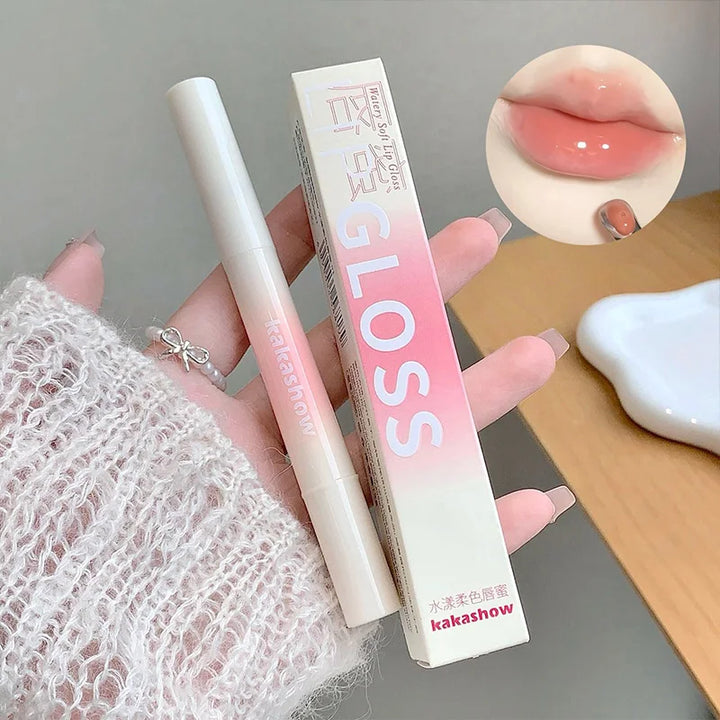 Kakashow Mirror Watery Lip Gloss Iron Brush Head Jelly Lipgloss Moisturizing Lip Tint Lipstick Nature Nude Lips Makeup Cosmetics