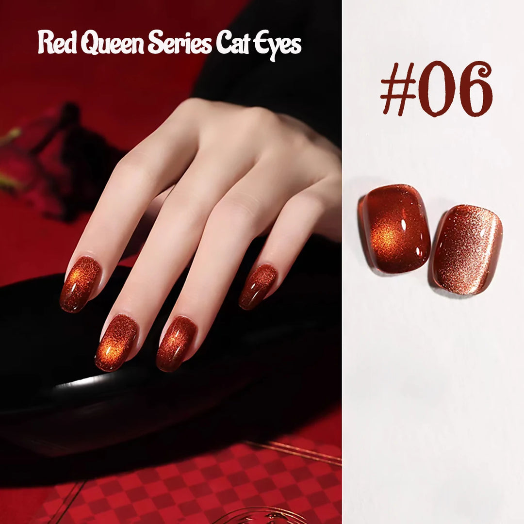 12ML 1-21PCS Autumn Nails Red through half the Sky Cat Eye Nail Glue Halloween New Whitening Glass Bead Cat Eye Nail Polish