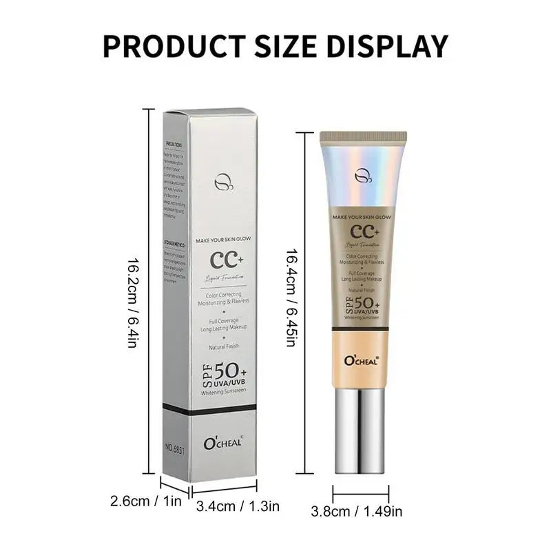 CC Cream Concealer Color Correcting Cream SPF 50 Sunscreen Full Coverage Foundation Lightweight Foundation Moisturizing